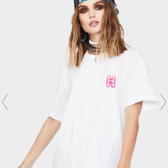 NWT Dolls Kill , Huff a, White And Hot Pink , Hand Dyed Teeshirt - Picture 8 of 15